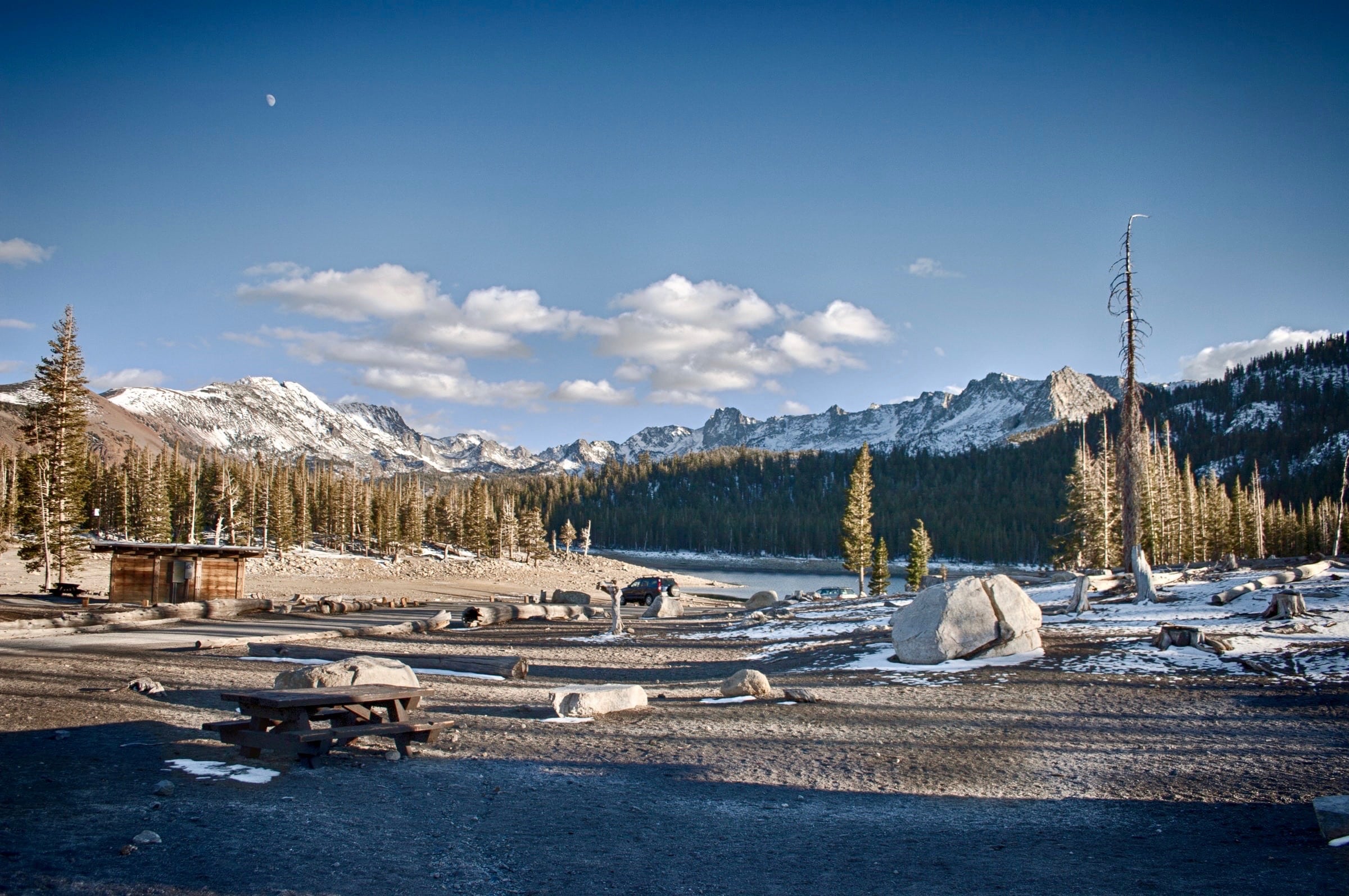 snowy campground