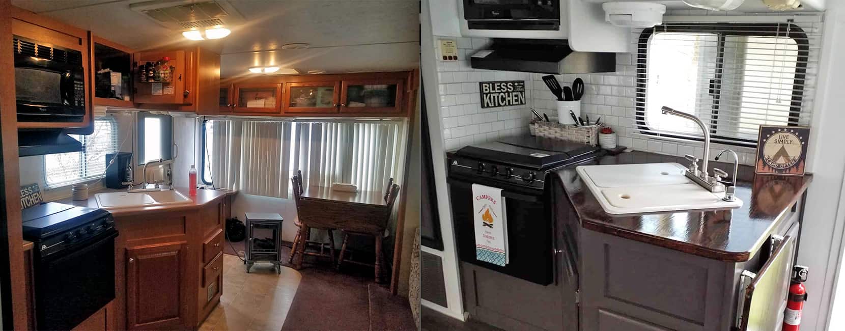 remodeled travel trailer before and after